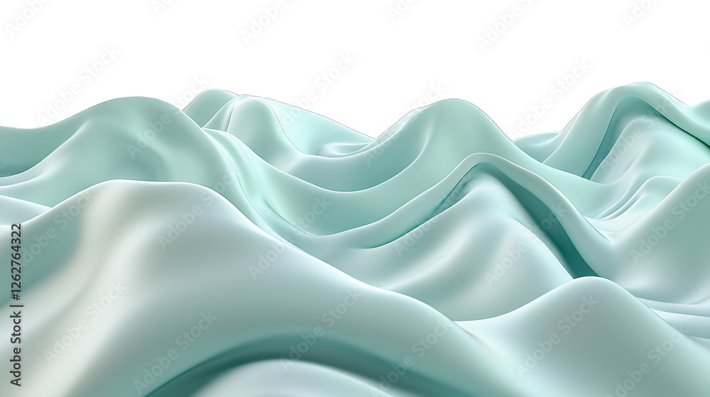 Obraz premium abstract 3d illustration of white fabric or silk waving in the wind PNG image, PNG file, Generative art.