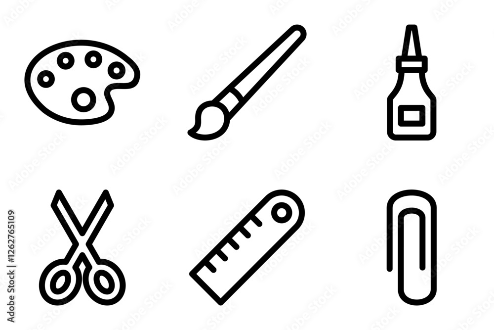 Fototapeta premium Art and Craft Supplies icon set