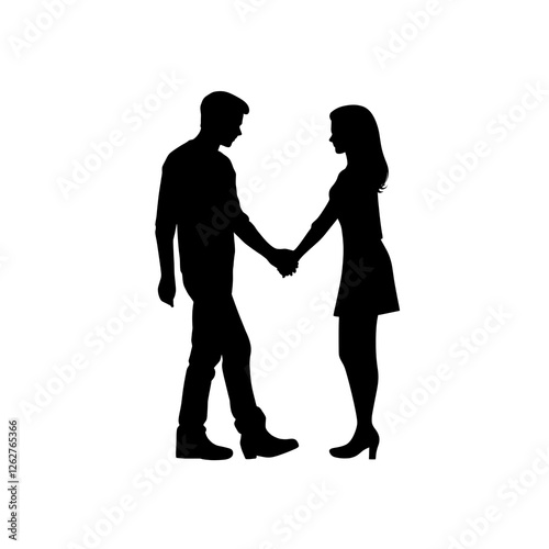 a couple holding hands silhouette