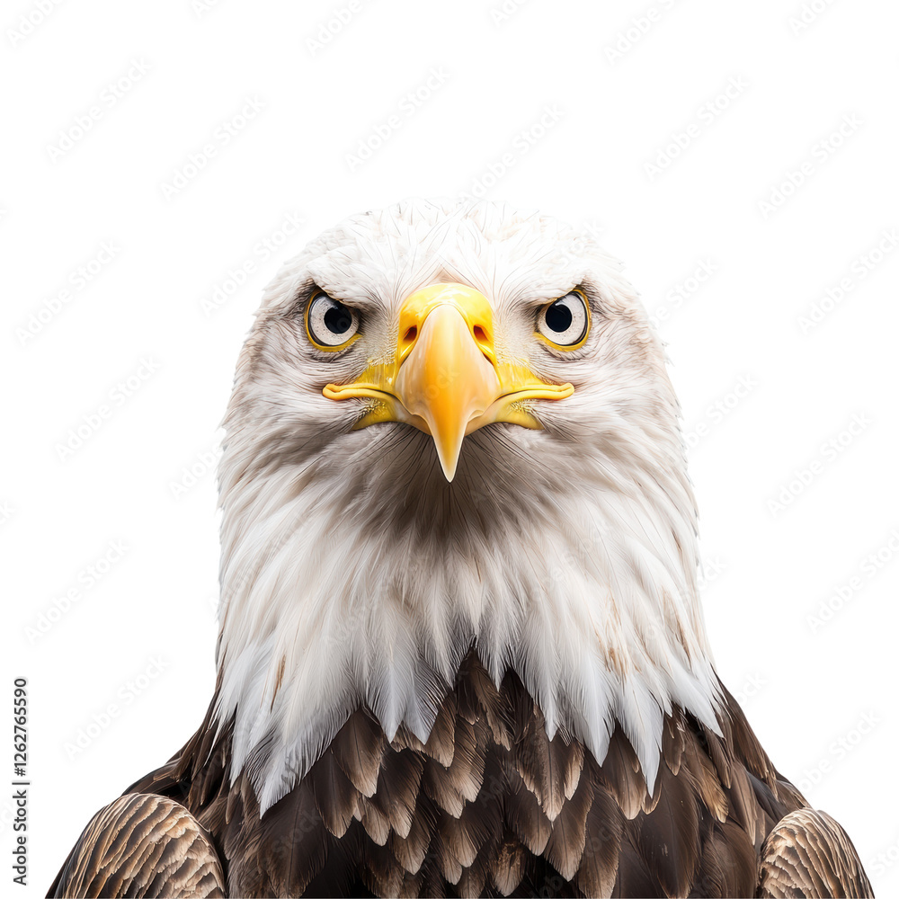 Obraz premium Majestic Eagle Portrait with Detailed Plumage on Transparent Background