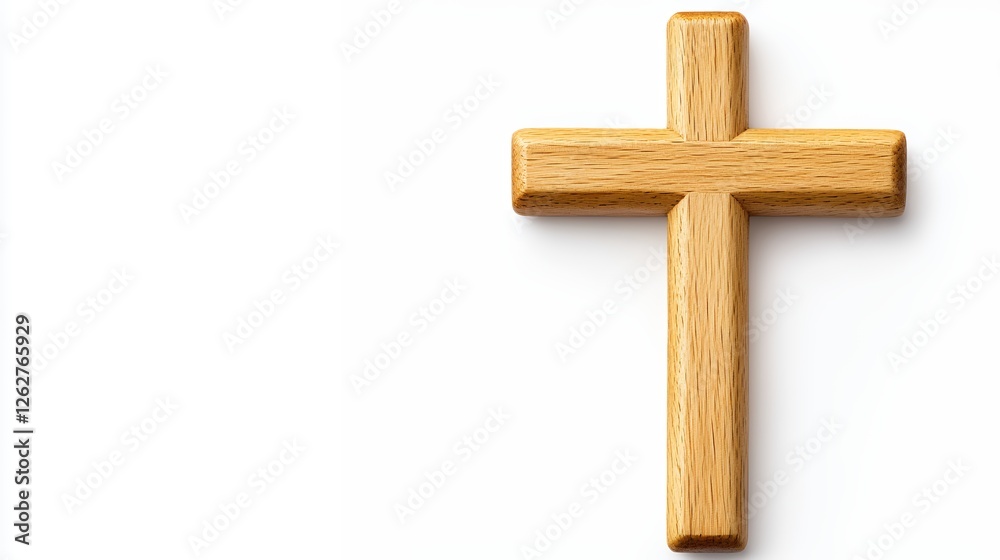 Simple Wooden Cross Against White Background Simple Wooden Cross Against White Background