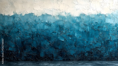 Textured blue wall interior room photo