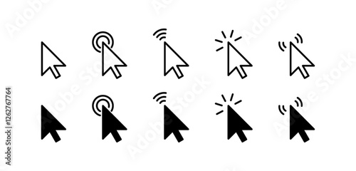  Cursor icon set in black and white