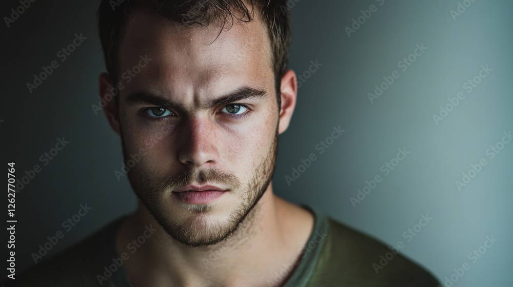 Obraz premium intense closeup portrait of a young man