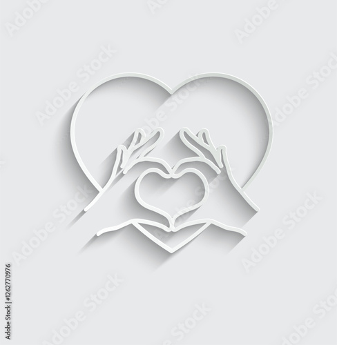 Two hands in the form of a heart icon love sign