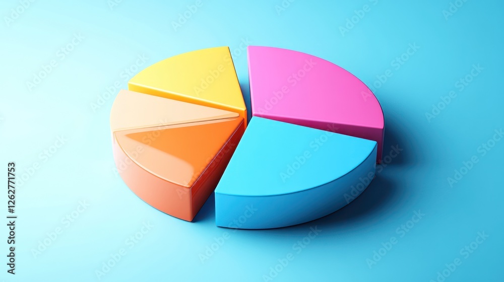 Obraz premium Colorful 3D pie chart on blue background.