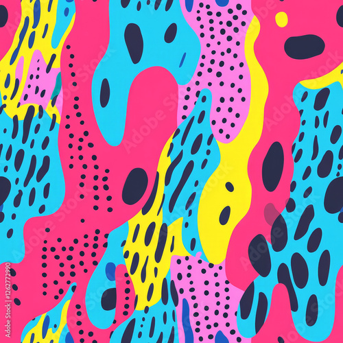 A fun lava lamp-inspired pattern, where melting liquid circles in bright neon tones create a groovy and playful effect photo