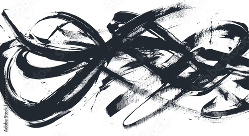 Abstract vector brushstroke illustration. Dynamic black ink strokes create a unique texture. Ideal for modern designs, backgrounds, or adding a hand-drawn touch.