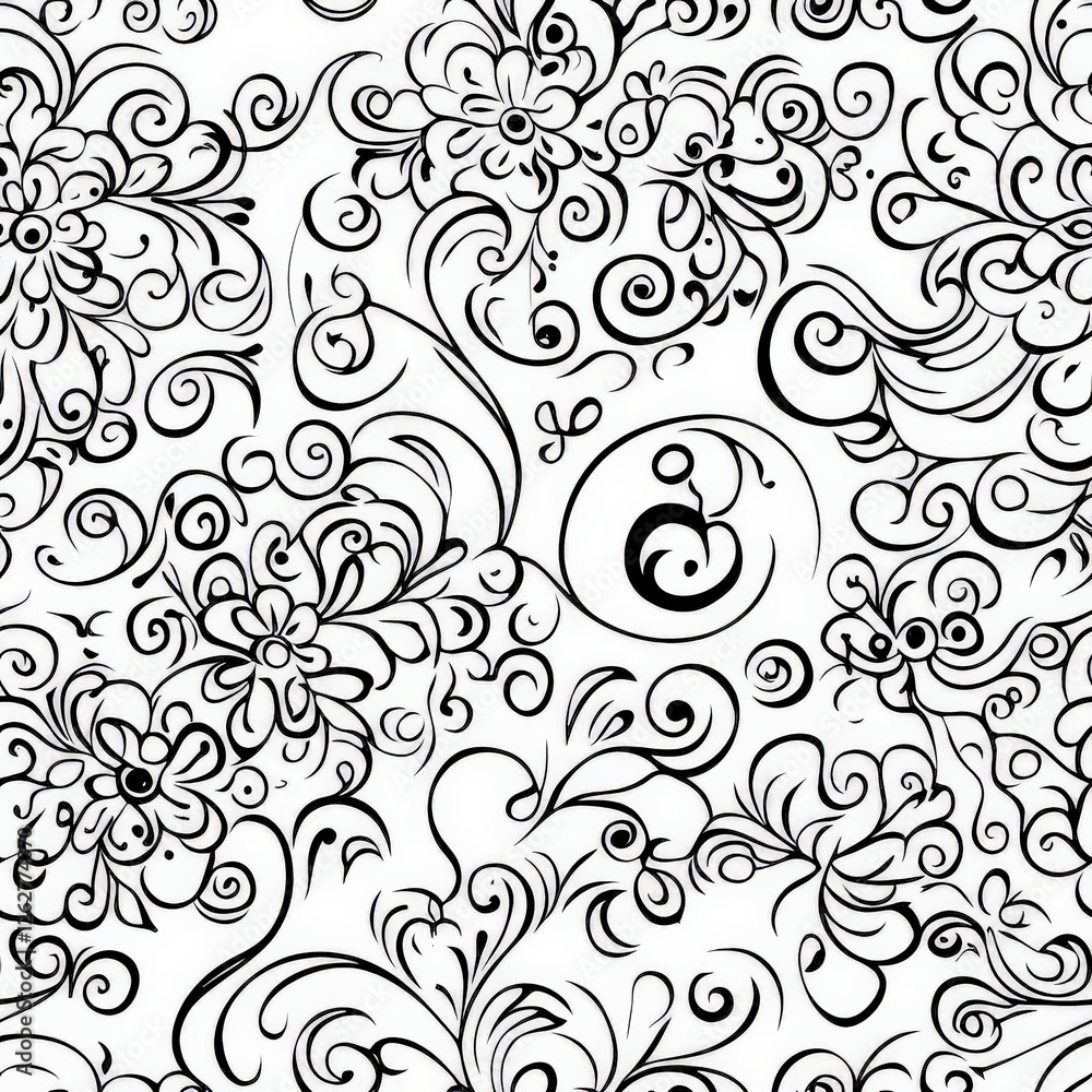 A seamless Indian mehndi pattern, where delicate swirling henna-inspired floral motifs create an intricate and decorative design A seamless Indian mehndi pattern, where delicate swirling henna-inspired floral motifs create an intricate and decorative design