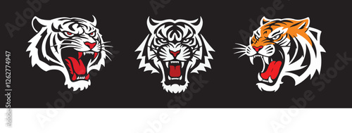 Powerful tiger head vector illustration for a tribal tattoo design