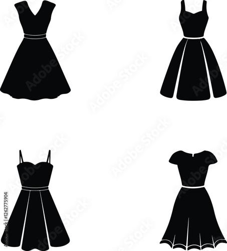 Dress icons set. Simple illustration of 9 dress icons for web