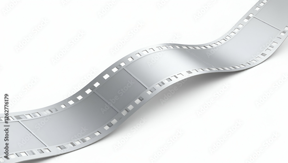 Fototapeta premium A Sleek Modern 3D Illustration of a Film Strip Isolated on a Clean Background – Cinematic and Creative Visual