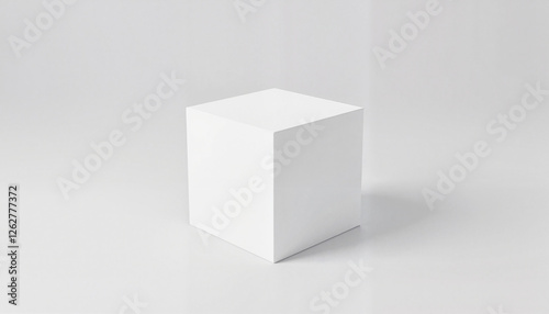 White cubic mockup on seamless grey background