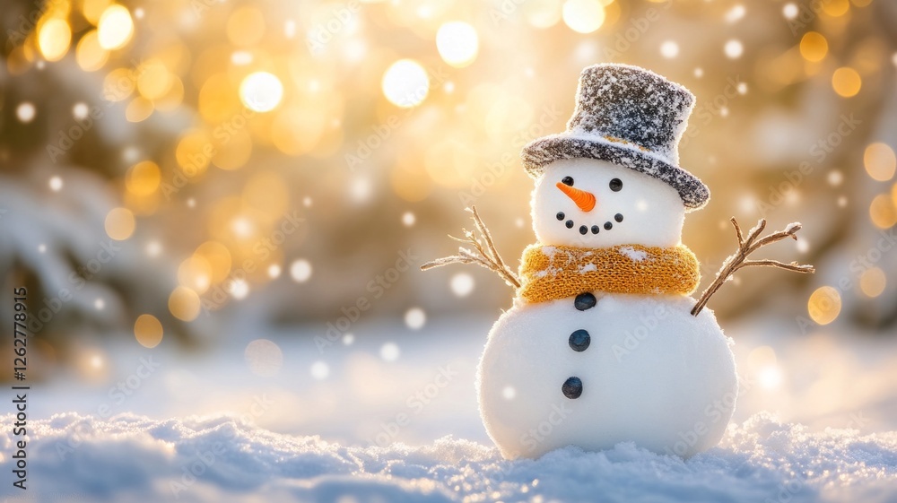 Fototapeta premium Joyful Snowman in a Winter Wonderland