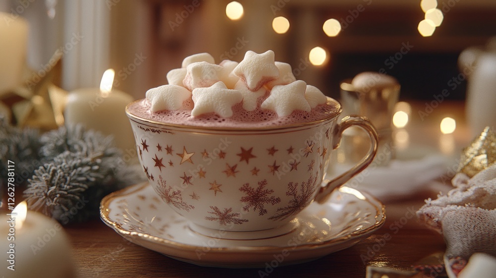 Fototapeta premium Cozy Hot Chocolate with Star Marshmallows