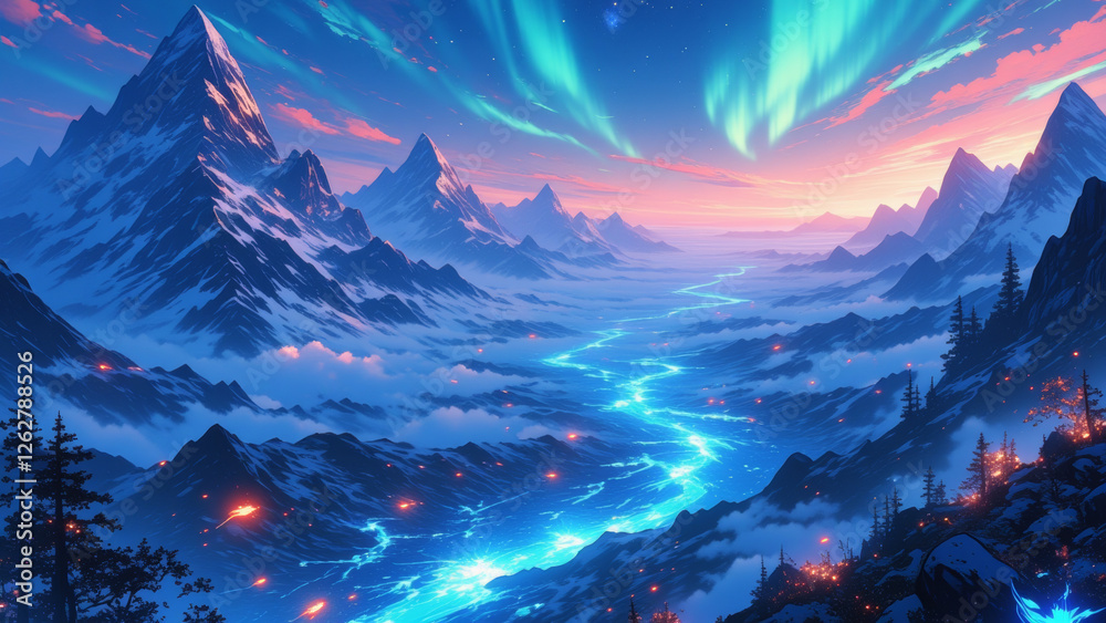 Obraz premium anime wallpaper surreal illustration background..