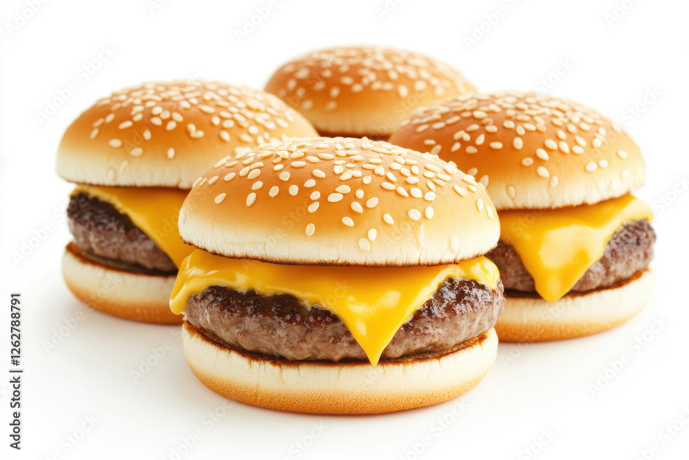 Delicious cheeseburgers stacked on top of each other, perfect for any meal occasion. isolated on white background. Delicious cheeseburgers stacked on top of each other, perfect for any meal occasion. isolated on white background.