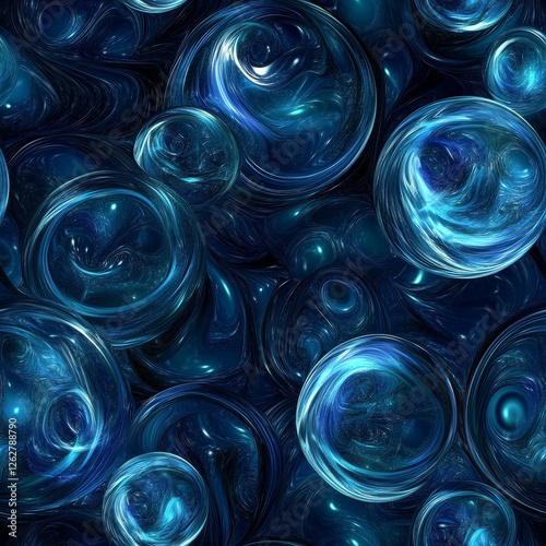A mystical crystal ball pattern, where glowing translucent circles contain dreamy swirling textures, creating a fantasy-inspired design