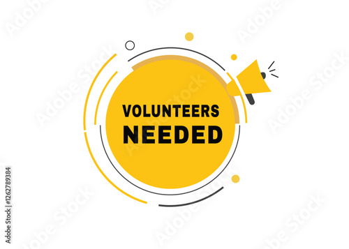 Volunteers needed banner label icon loudspeaker icon flat design element. Vector sign.