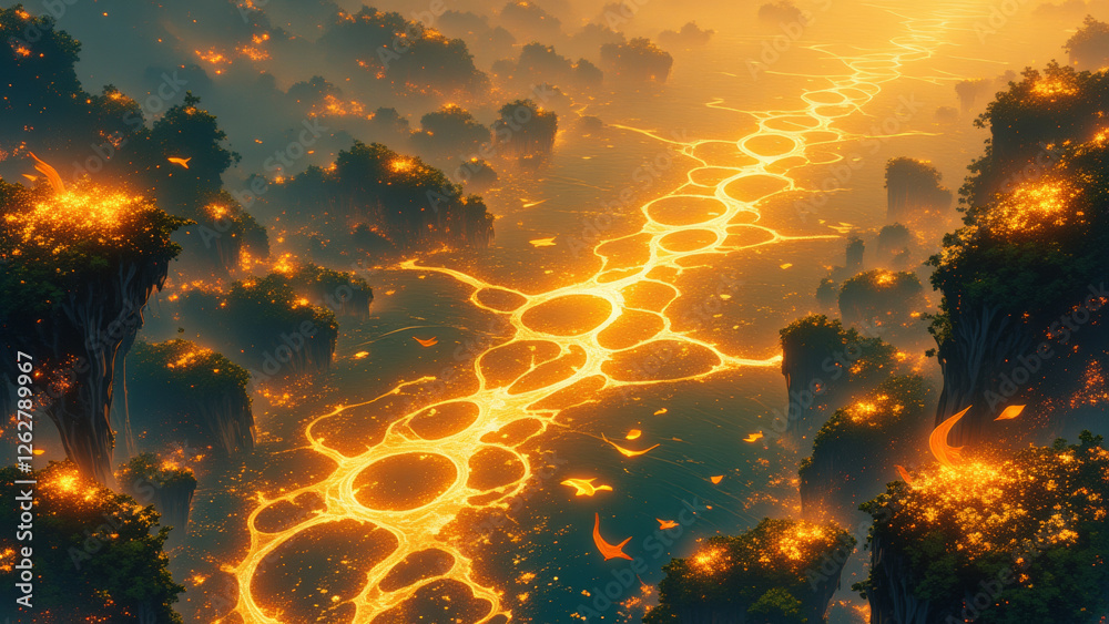 Obraz premium anime wallpaper surreal illustration background..