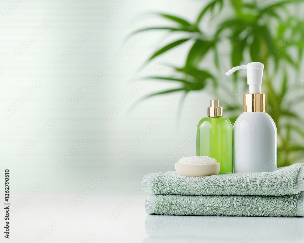 A serene spa setting with cannabis-infused skincare products. A serene spa setting with cannabis-infused skincare products.
