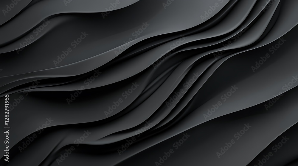 Obraz premium Abstract Dark Gray Wavy Fabric Design