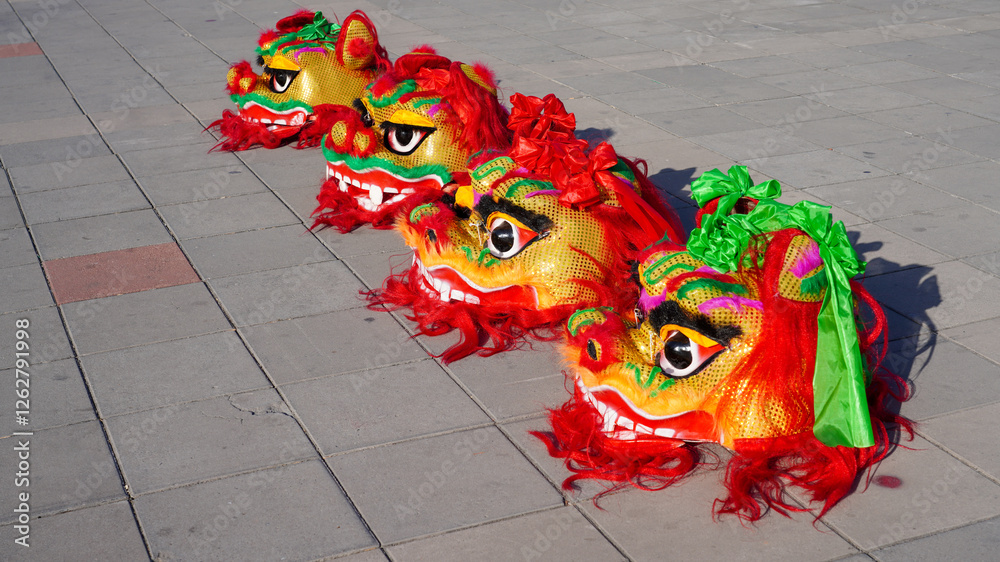 Traditional Chinese Lion Dance Performance Prop - Colorful Lion Head