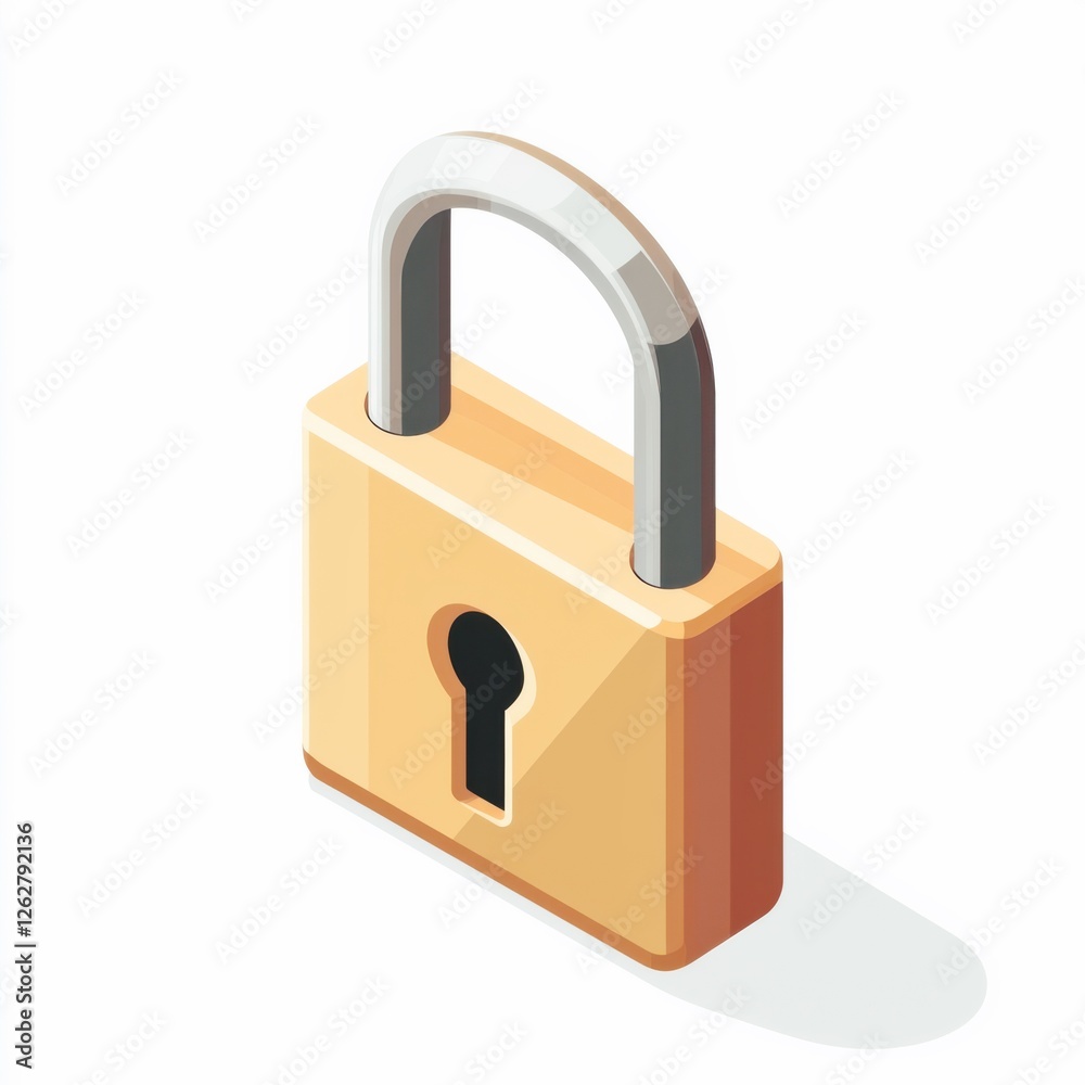 isometric padlock icon isolated on white background, security, privacy, data protection, and cyber safety isometric padlock icon isolated on white background, security, privacy, data protection, and cyber safety