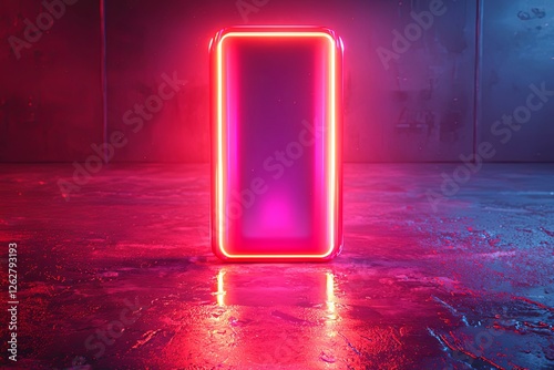 Glowing power neon light futuristic energy storage, high capacity rechargeable lithium ion battery.