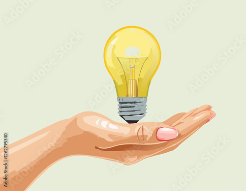 Innovation and energy concept of hand hold a light bulb