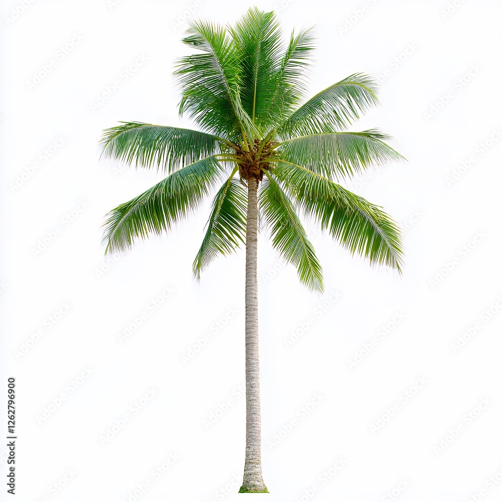 Fototapeta premium Isolated Coconut Palm Tree Against White Background