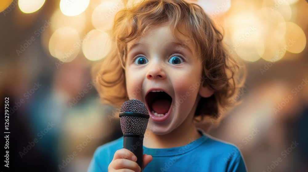 Little star captivates the crowd with joyful singing at a vibrant celebration. Generative AI Little star captivates the crowd with joyful singing at a vibrant celebration. Generative AI