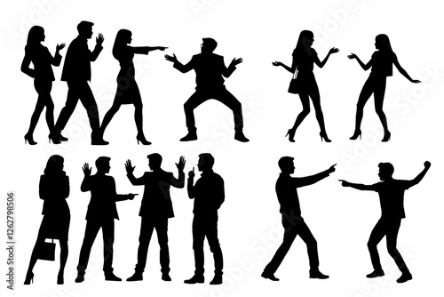 shadow shilloute People are showing haggle argue polemic gestures