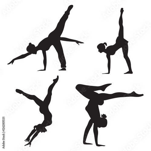 Gymnast Silhouette Icon Set Clipart