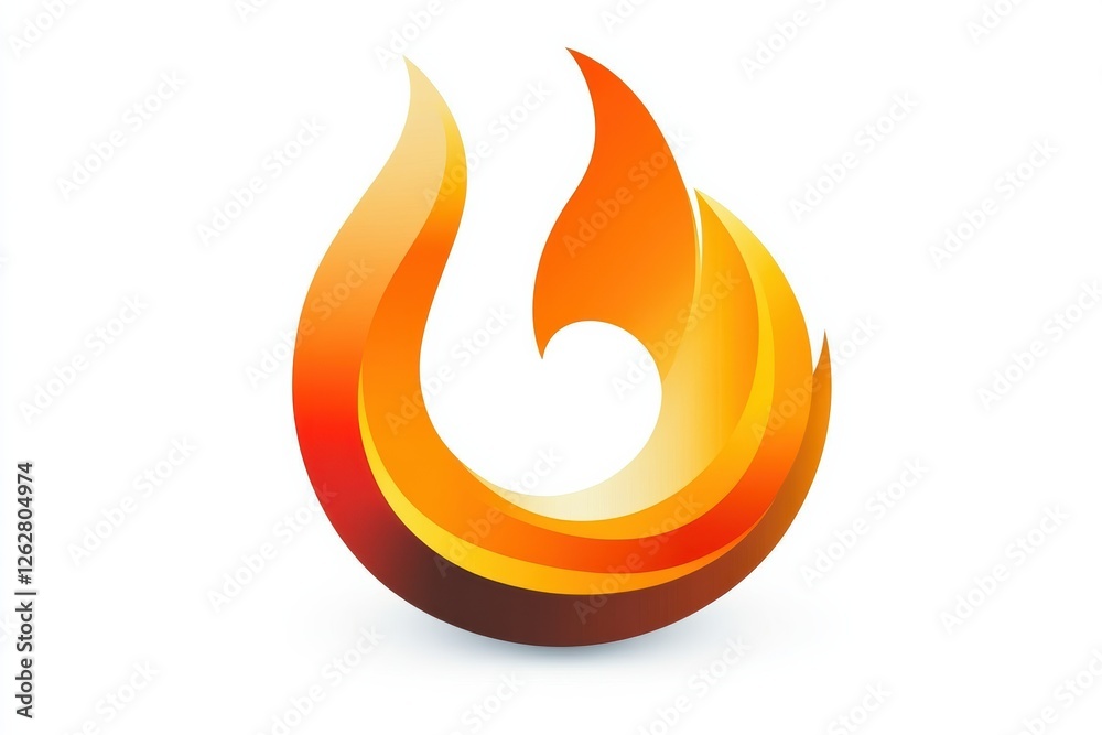 Flame logo design with vibrant orange and yellow colors on white background Flame logo design with vibrant orange and yellow colors on white background