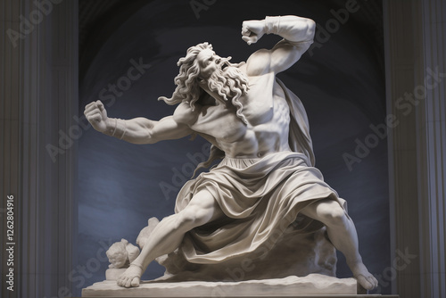 Prometheus opposes the gods of Olympus. Ancient Greek and Roman mythology. Marble statue. photo