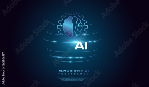 The AI head concept Vector illustration. Artificial Intelligence Head. with system of High Technology in Digital Brain with AI Chip photo