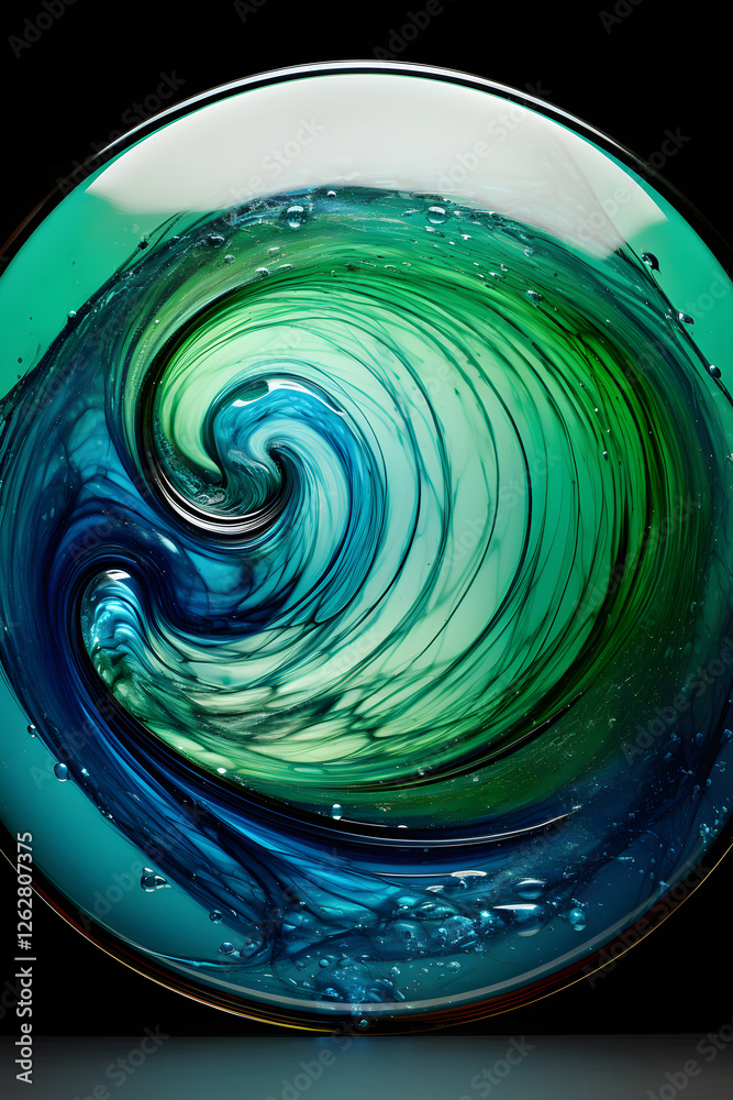 Fototapeta premium Modern emerald color wave illustration background poster
