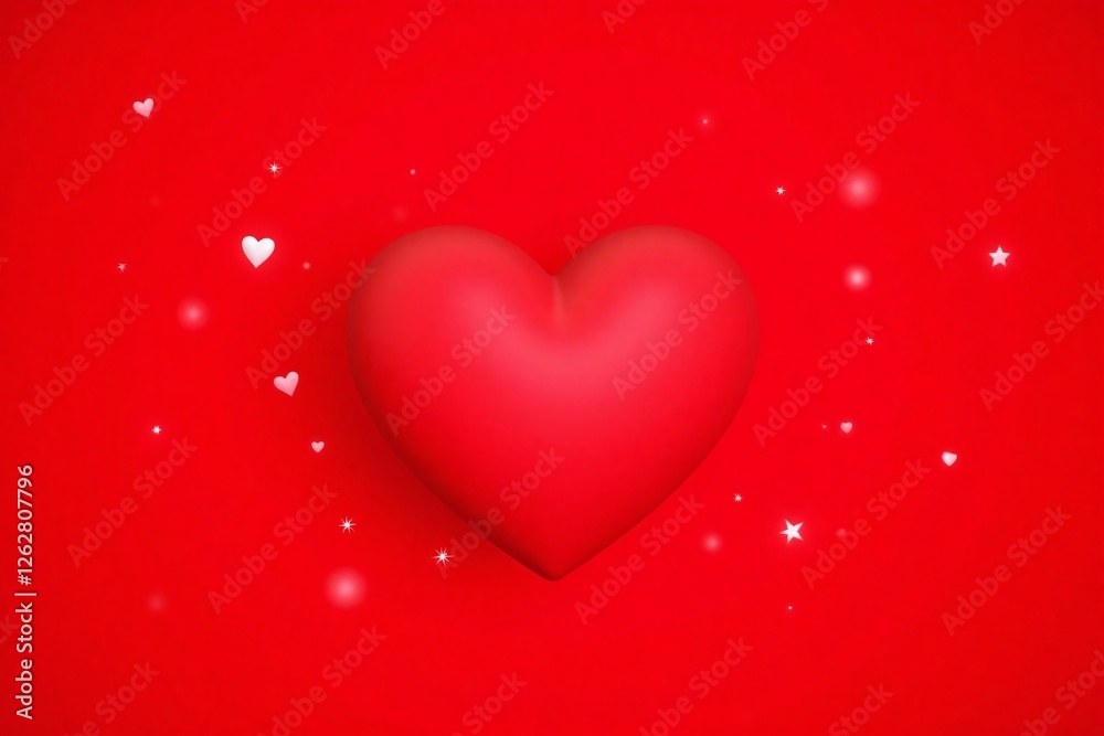 Vibrant red bg gradient heart with white hearts and stars Vibrant red bg gradient heart with white hearts and stars