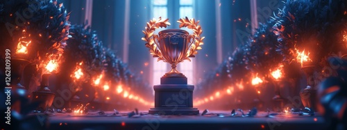 Golden Trophy Award Ceremony Winner s Podium Achievement Success Competition Victory Celebration