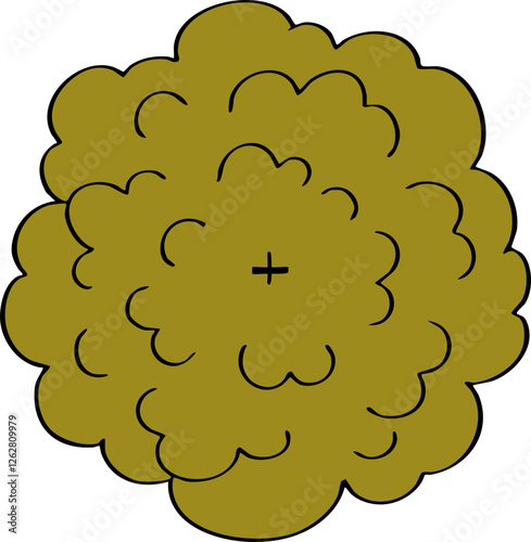 decoration hand drawn cartoon top view of tree illustration for landscape and architecture design.