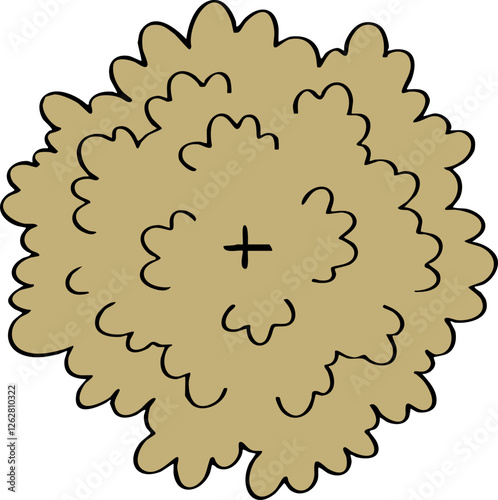 decoration hand drawn cartoon top view of tree illustration for landscape and architecture design.