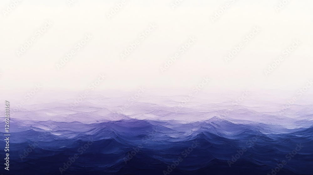 Abstract painting of textured blue waves beneath a light sky Abstract painting of textured blue waves beneath a light sky