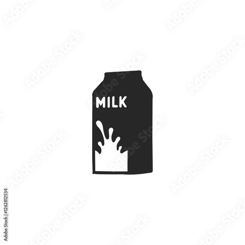 Milk box silhouette vector illustration on white background. Milk boc icon.