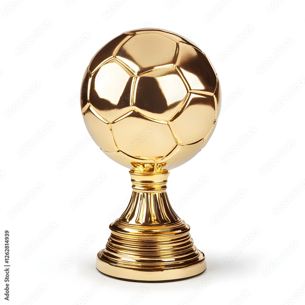 A golden soccer trophy, gleaming and elegant A golden soccer trophy, gleaming and elegant