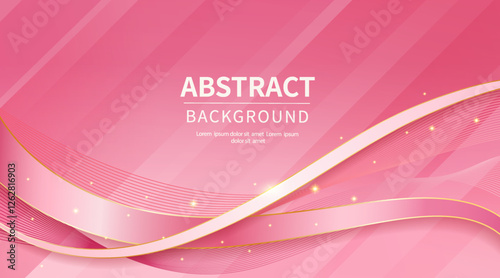 Stylish and luxurious abstract background in pink with gold lines and glittery decorative elements for invitations, certificates, award nominations and covers