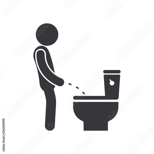 Isolated pictogram icon man pee on WC, toilet signage