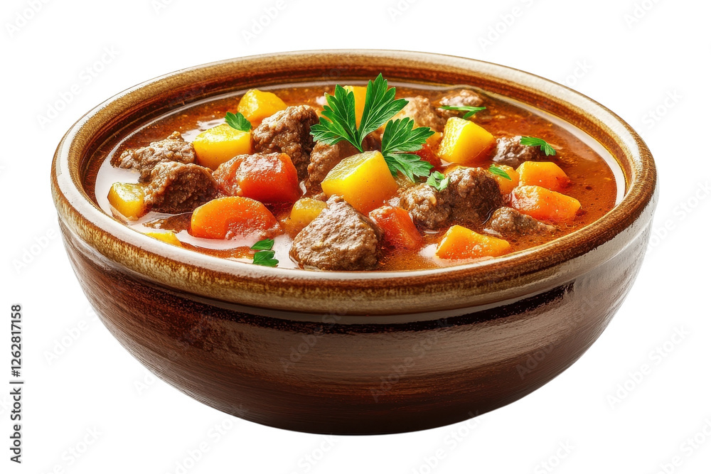 Homemade beef stew bowl isolated on transparent background Homemade beef stew bowl isolated on transparent background