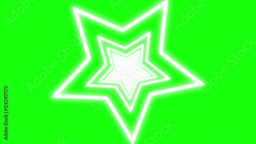 4K Neon Star Tunnel. Futuristic Glowing Star Animation. Sci-Fi Light Portal Loop