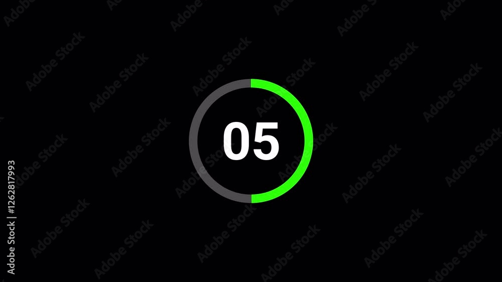 10 second countdown with circle animation, 10 to 0 animation countdown. 4k video, circle countdown timer animation on transparent background with alpha channel countdown video